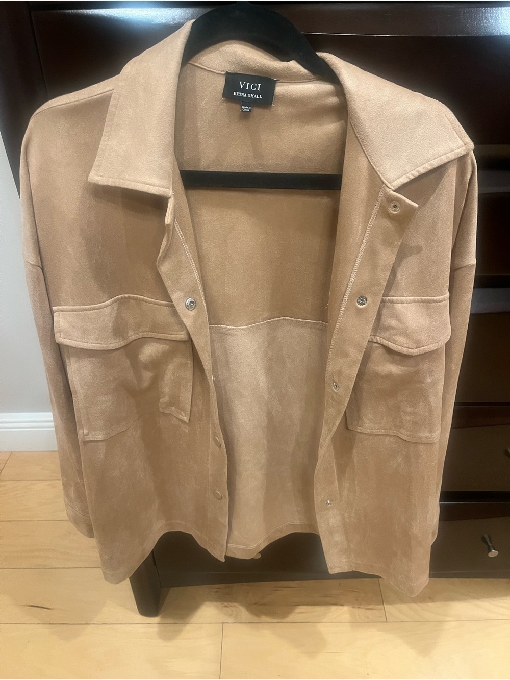 VICI Lightweight Suede Utility Jacket in Camel Tan